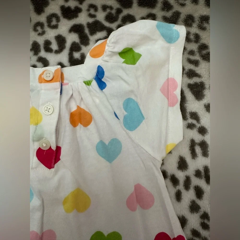 Carter’s Heart Print Short Sleeve Top in White Size 3T Toddler Girls